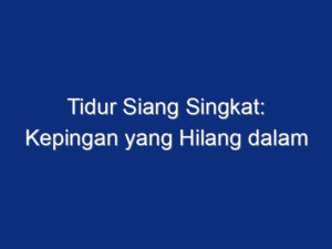 Tidur Siang Singkat: Kepingan yang Hilang dalam Pendidikan Karakter Kita di Indonesia